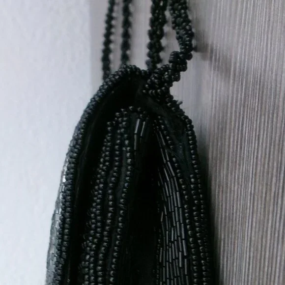 Vintage Beaded Art Deco Style Crossbody Purse Shoulder Bag Multi Color Black Red - Picture 13 of 13